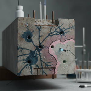 💉 建物の「血液検査」：コンクリートの中性化深さと塩分含有量から導き出す、耐震性能の寿命予測