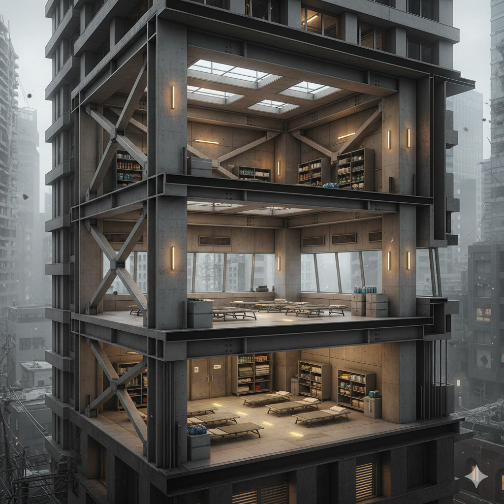 🎒 首都直下地震における「帰宅困難者」受け入れ：建物管理者が知っておくべき、災害時収容施設の構造的安全基準