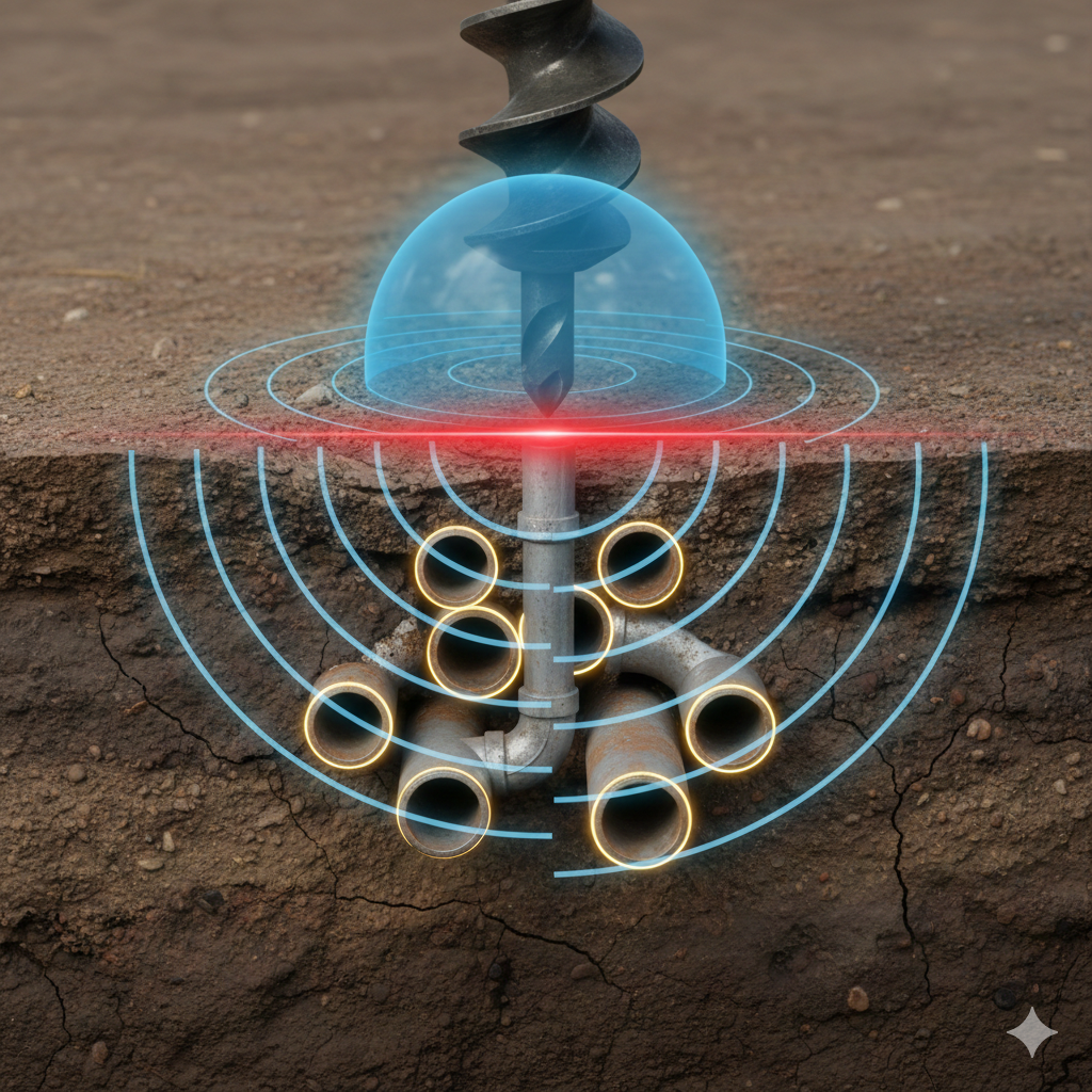 🔍 【診断】電磁波レーダーによる配管位置特定：耐震診断のための穿孔作業でインフラを傷つけない工夫